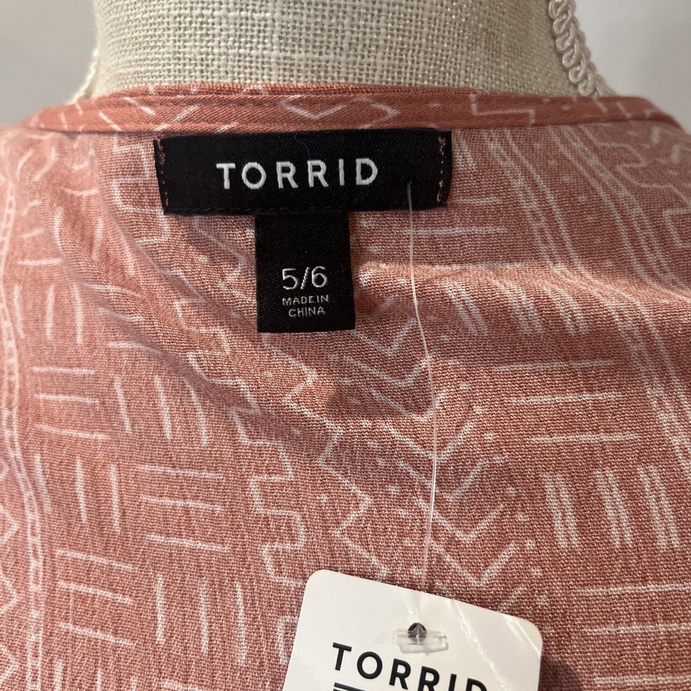 NWT Torrid Women's 5/6 Pink Mudcloth Kimono Rose Stripe 5X 6X Cardigan Coverup - Picture 6 of 8